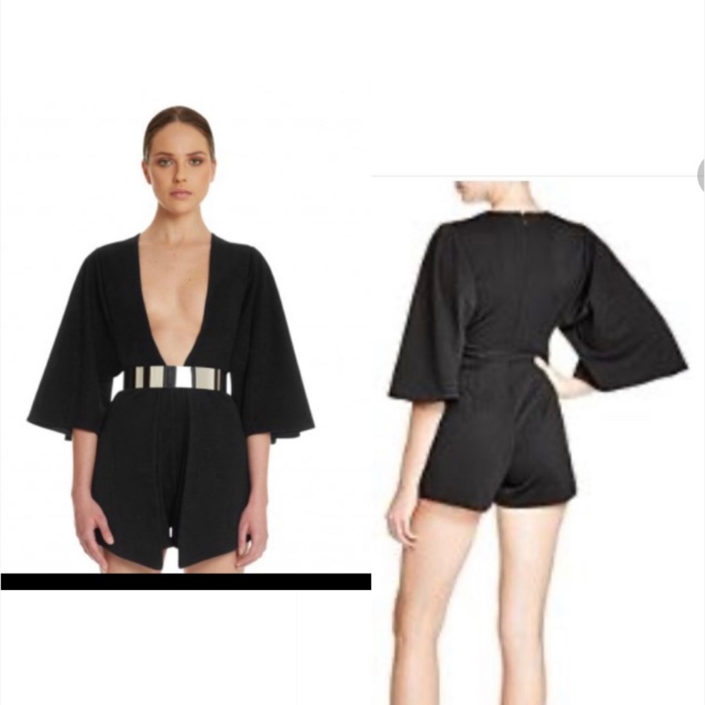 Aq/aq black kella plunge romper playsuit jumpsuit